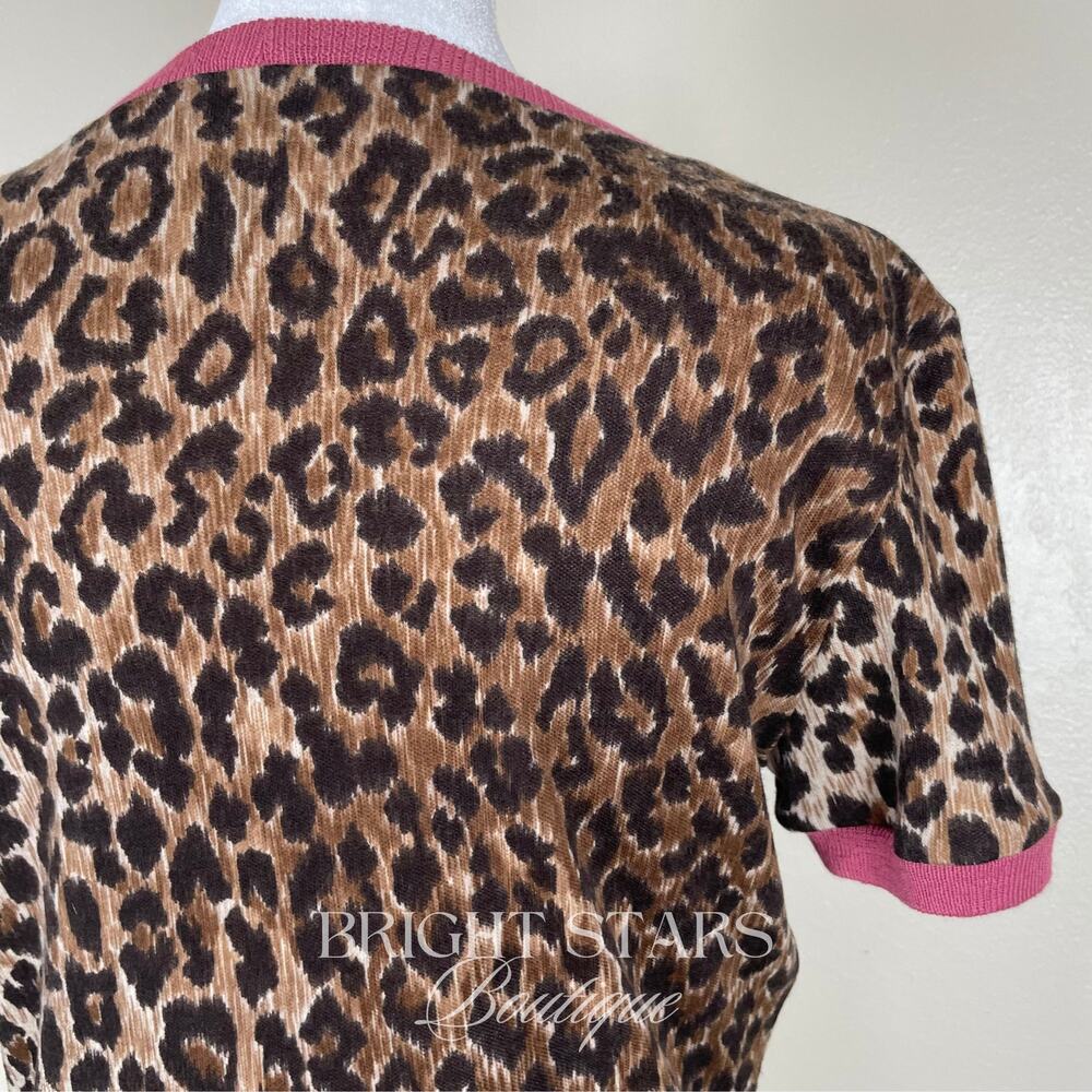 Extremely Rare Leopard Print Designer Top ASO Lorelai Gilmore Girls Brown Pink - Picture 13 of 15
